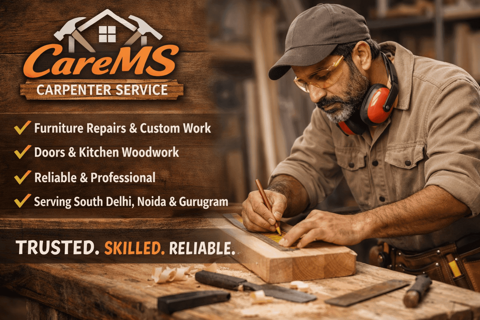 CareMS Carpenter Service – South Delhi, Noida aur Gurugram Ke Liye Trusted Woodwork Partner